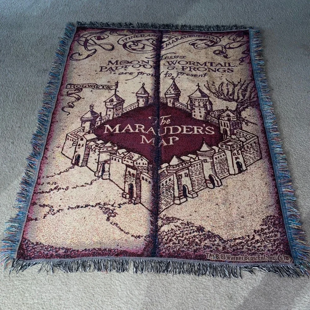 Harry Potter Marauders Map Woven Tapestry Throw Blanket Hogwarts 48x60
